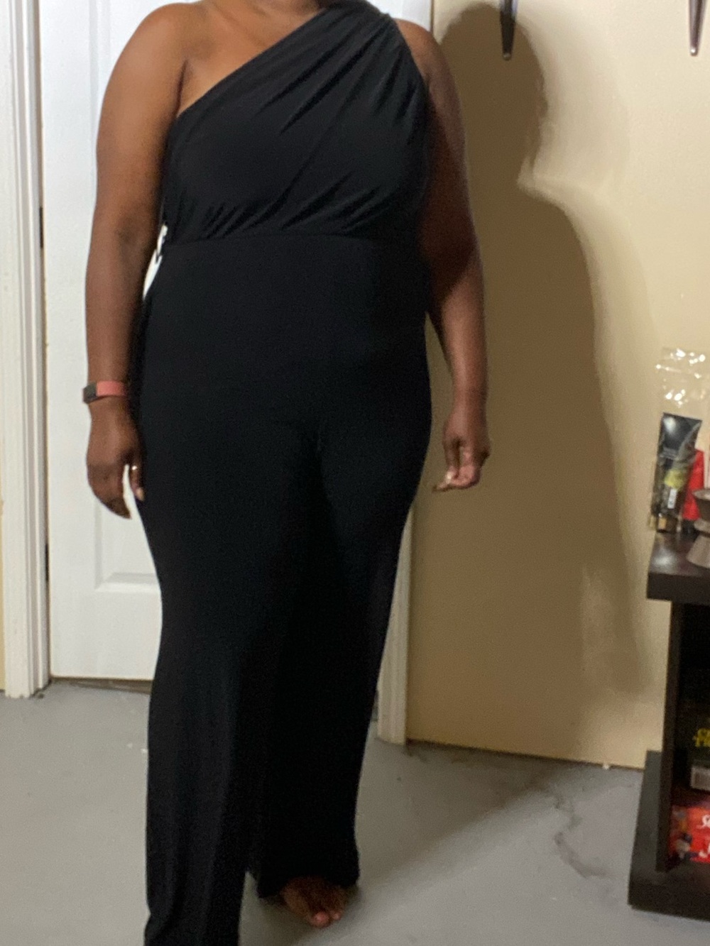Express Black One-Shoulder Jumpsuit